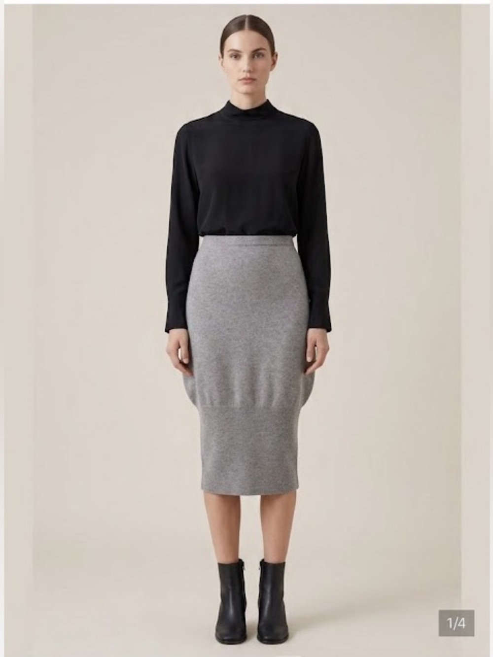 Shirin Guild / wool sweater knit grey mushroom skirt small